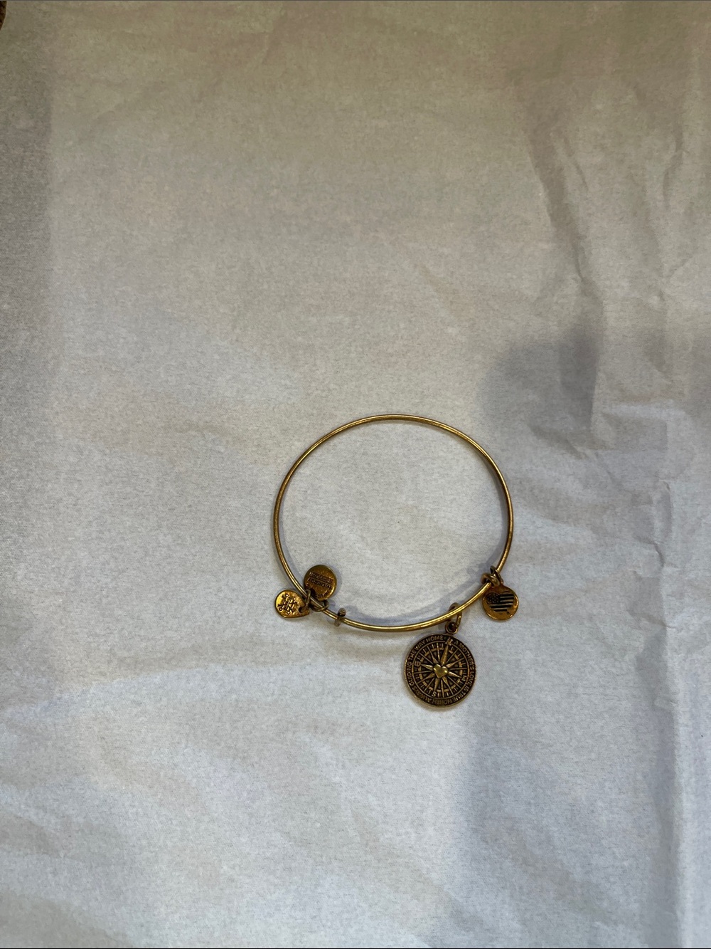 Alex and Ani Gold Compass Charm Bangle Bracelet